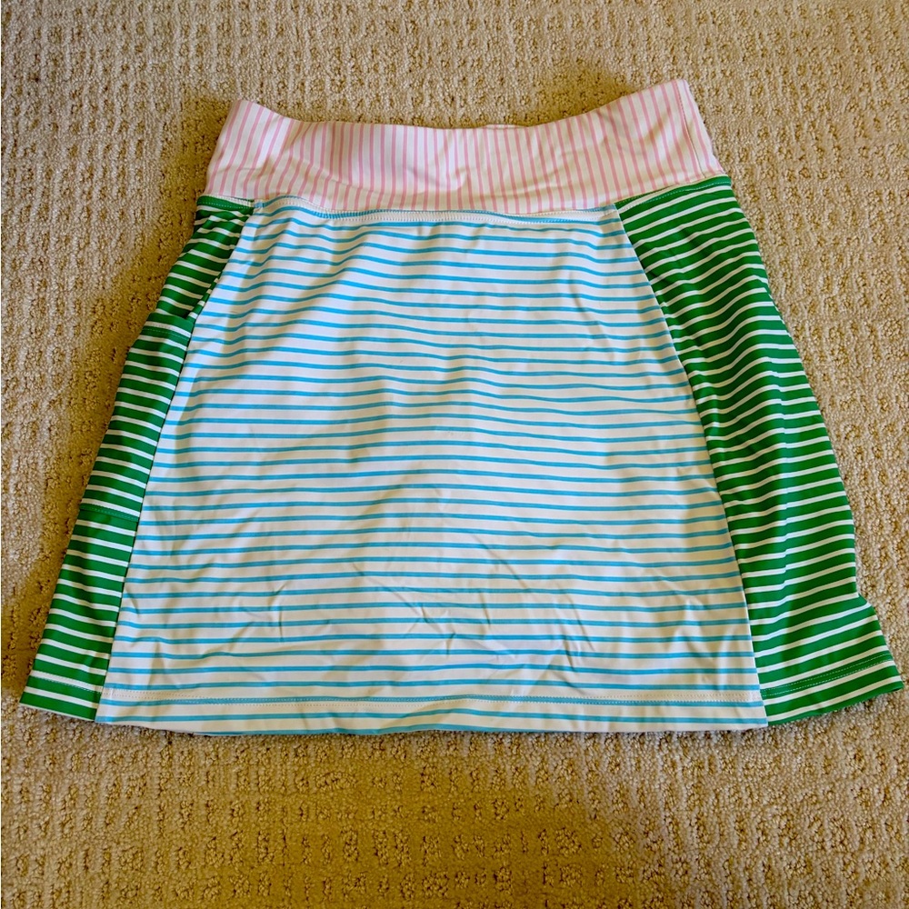 Addison Bay Striped Skort in Green, Blue & Pink